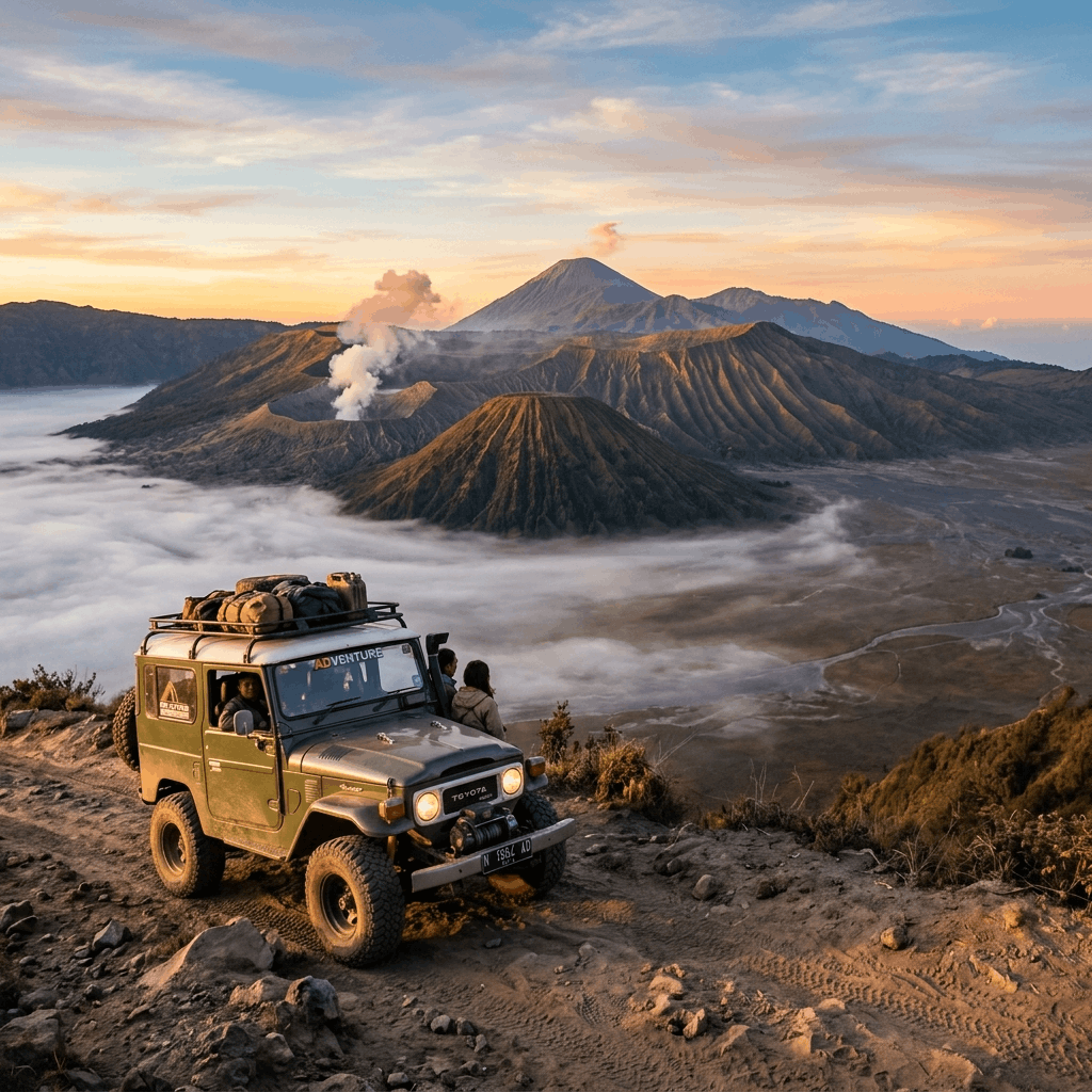 乘坐经典越野吉普车游览雄伟的布罗莫火山日出 - VisitNusa 特色冒险