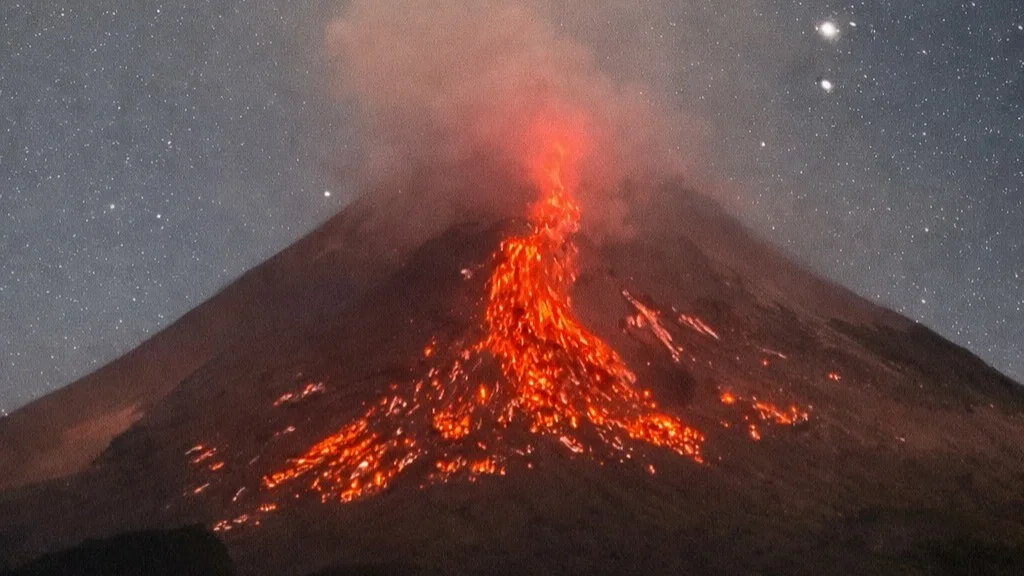 Prambanan Sunset and Merapi Night Lava Flow Observation